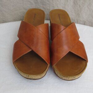 Chocolat Blu Size 8.5 Melissa Leather Platform Cork Wedge Rust Orange Brown